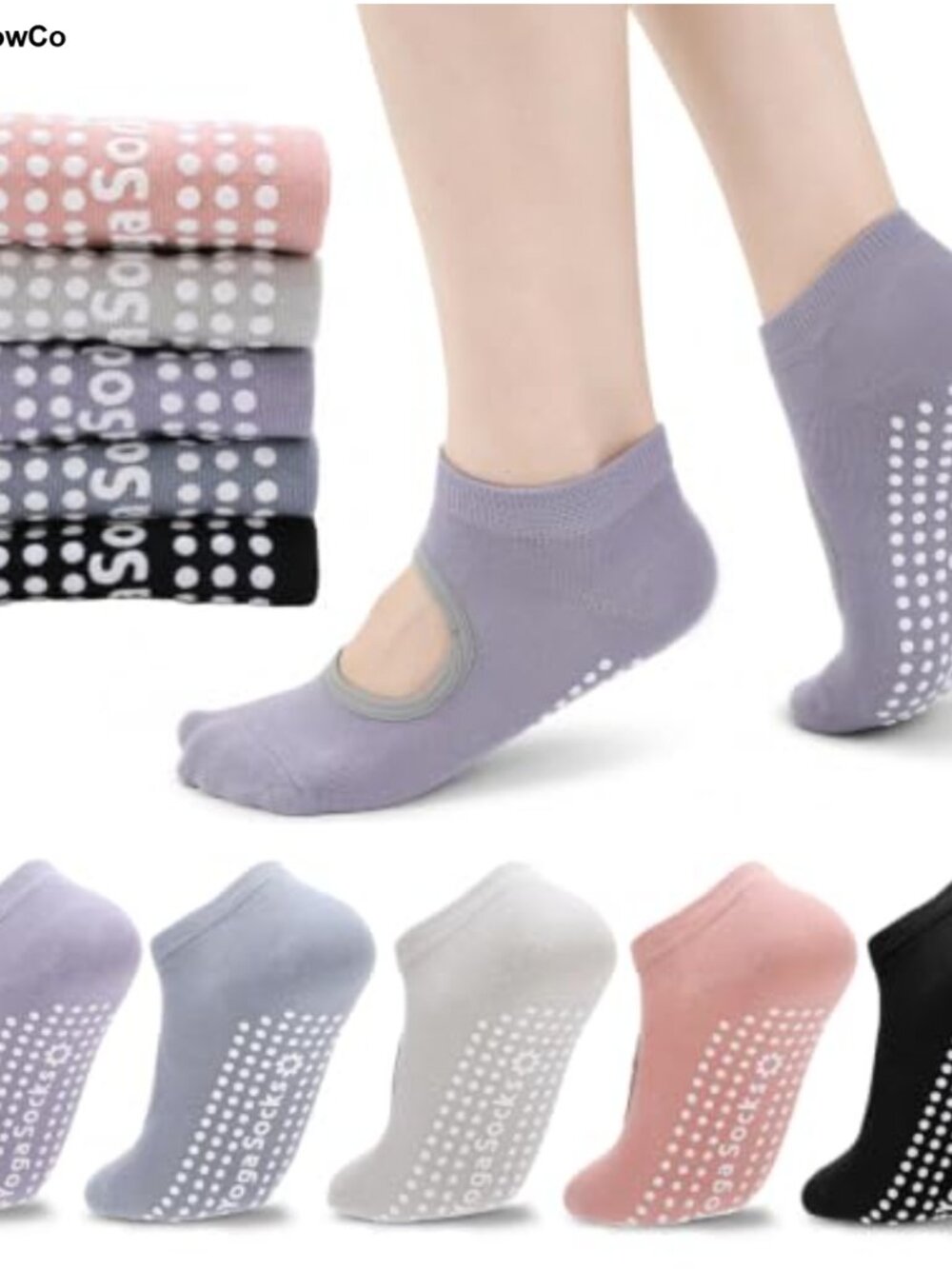 Women's No Slip Grip Yoga Pilates Socks Cotton Anti-Skid